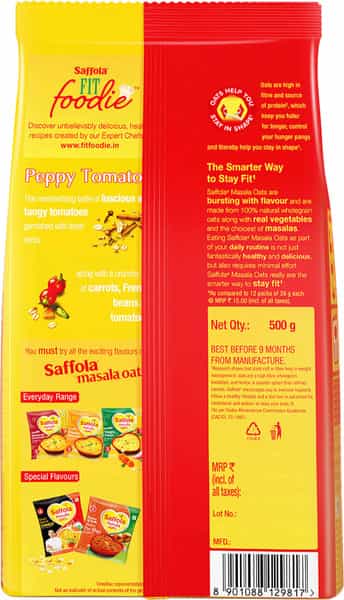 Saffola Masala Oats Tasty Evening Snack Peppy Tomato 500G