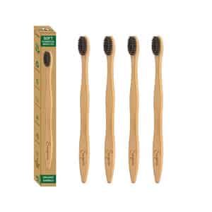 Sangsara By Dr. Odin Bamboo Toothbrush 100% Biodegradable Natural Black Pack Of 4
