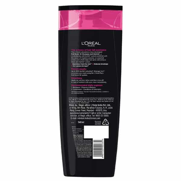 L'oreal Paris Anti-Hair Fall Shampoo,Nourishing For Hair Growth, For Thinning & Hair Loss, 3X, 340Ml