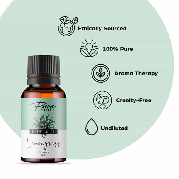 Pure Chief Lemongrass Essential Oil Makes Hair Roots Stronger Controls Dandruff And Hair Fall- 15Ml