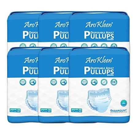 Arokleen Adult Diaper Pull-Ups Medium (Waist Size: 61 Cm-115 Cm) 10 Pcs Per Packet Pack Of 6