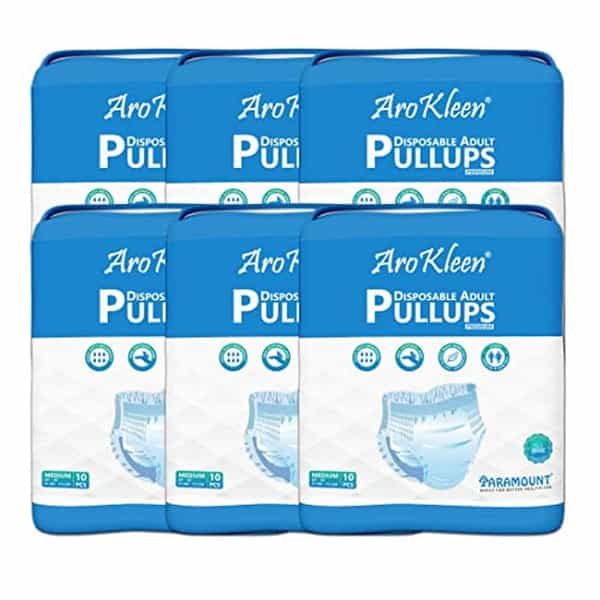 Arokleen Adult Diaper Pull-Ups Medium (Waist Size: 61 Cm-115 Cm) 10 Pcs Per Packet Pack Of 6