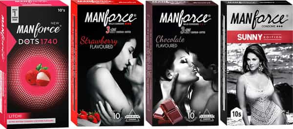 Manforce Mankind Combo Pack (Strawberry Chocolate Litchi Sunny Flavoured)- 10 Pieces (Pack Of 4)