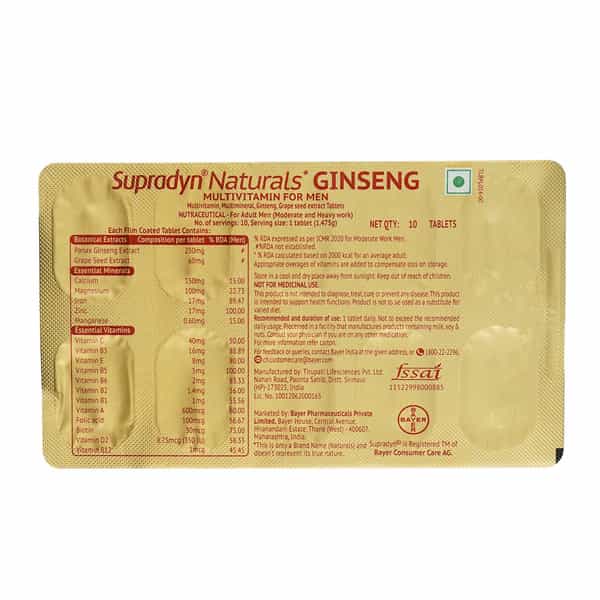 Supradyn Naturals Ginseng Multivitamin For Men Strip Of 10 Tablets
