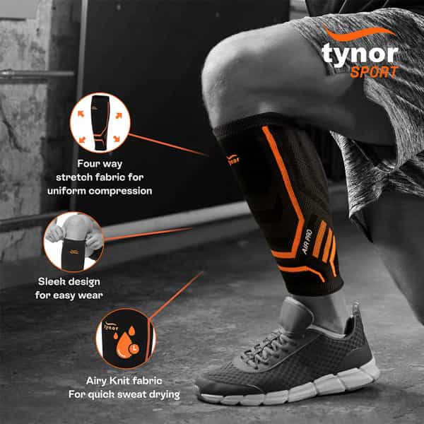 Tynor Calf And Shin Support Air Pro Black & Green Large 1 Unit