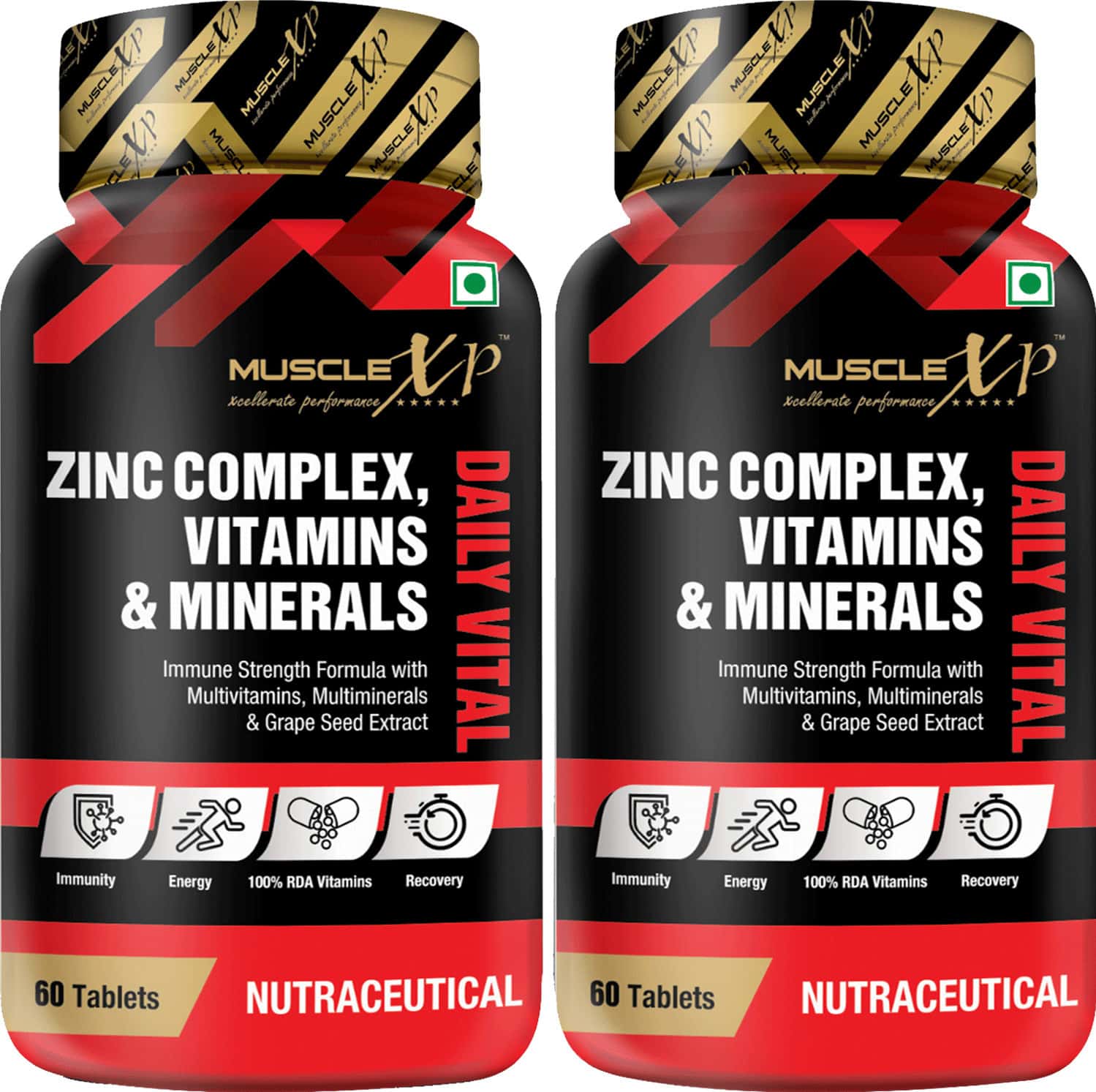 Musclexp Zinc Complex Vitamins & Minerals Daily Vital 60 Tablets (Pack Of 2)