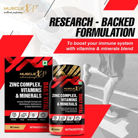 Musclexp Zinc Complex Vitamins & Minerals Daily Vital 60 Tablets (Pack Of 2)