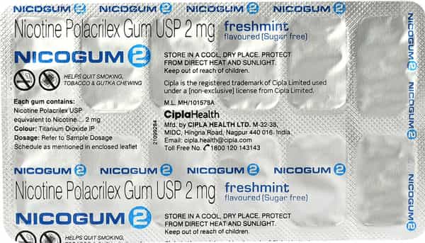 Nicogum 2Mg Freshmint Flavour Sugar Free Strip Of 12 Nicotine Gums