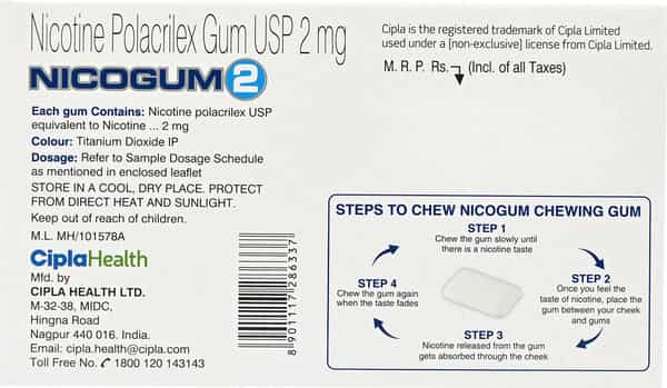 Nicogum 2Mg Freshmint Flavour Sugar Free Strip Of 12 Nicotine Gums
