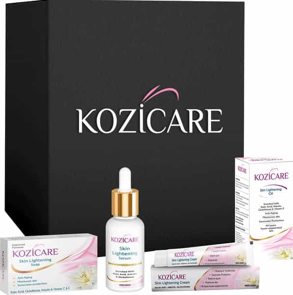 Kozicare Kojic Acid Skin Lightening/Brightening Combo Pack (Soap + Serum + Cream + Fairness Oil)