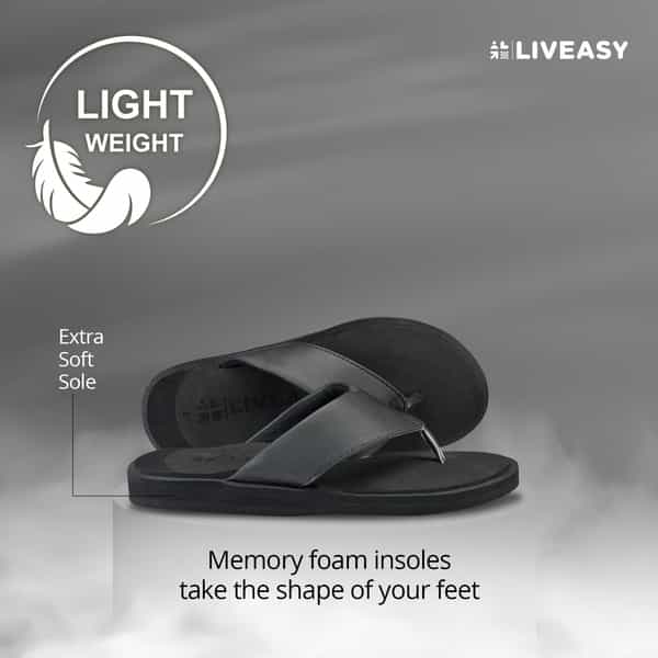 Liveasy Essentials Men's Diabetic & Orthopedic Slippers - Black - Size Uk 10 / Us 11