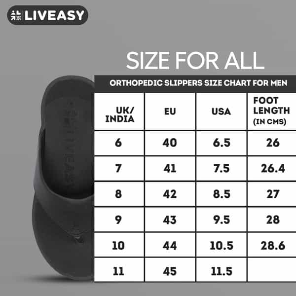 Liveasy Essentials Men's Diabetic & Orthopedic Slippers - Black - Size Uk 10 / Us 11
