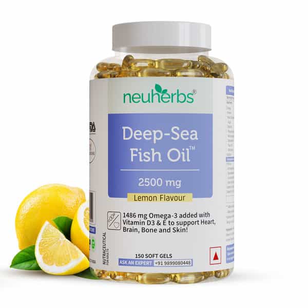 Neuherbs Deep Sea Omega 3 Fish Oil Triple Strength 2500 Mg | Brain | Heart | Eye & Bone 150 Capsules