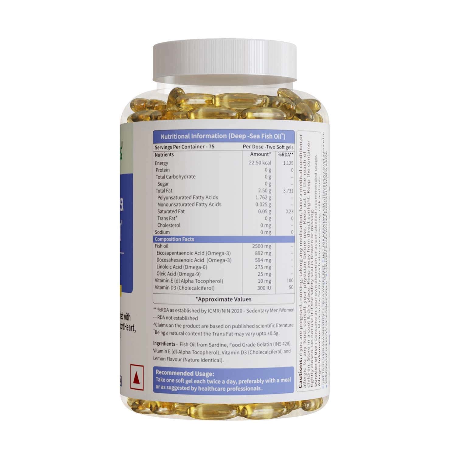 Buy NEUHERBS DEEP SEA OMEGA 3 FISH OIL TRIPLE STRENGTH 2500 MG BRAIN