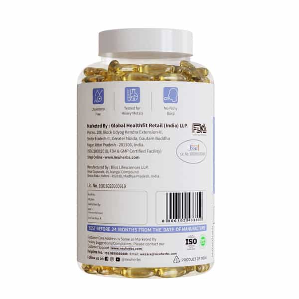 Neuherbs Deep Sea Omega 3 Fish Oil Triple Strength 2500 Mg | Brain | Heart | Eye & Bone 150 Capsules