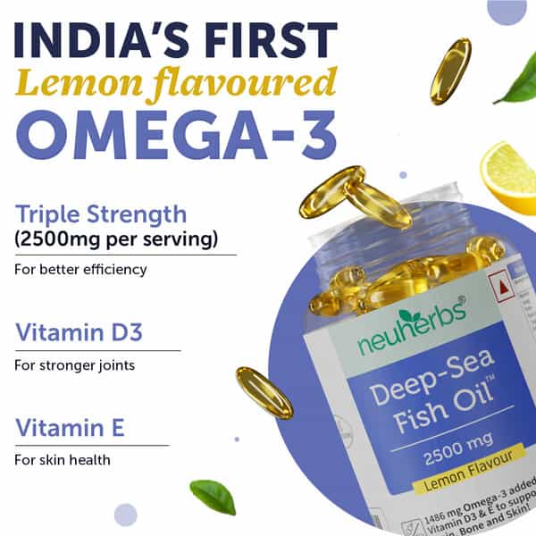 Neuherbs Deep Sea Omega 3 Fish Oil Triple Strength 2500 Mg | Brain | Heart | Eye & Bone 150 Capsules