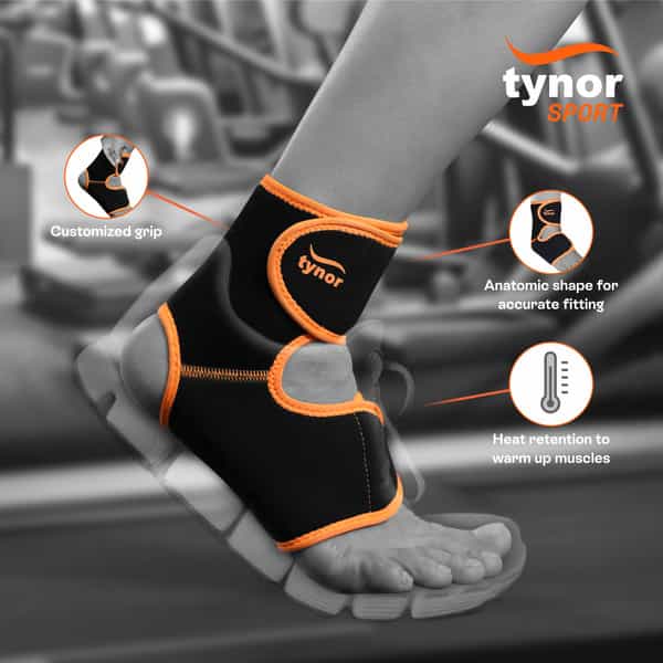 Tynor Ankle Support (Neo) Black & Orange Universal 1 Unit