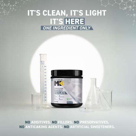 Muscleblaze 100% Clean Raw Whey Protein Isolate | Unflavoured | 27G Protein Per Scoop | 500 Gm