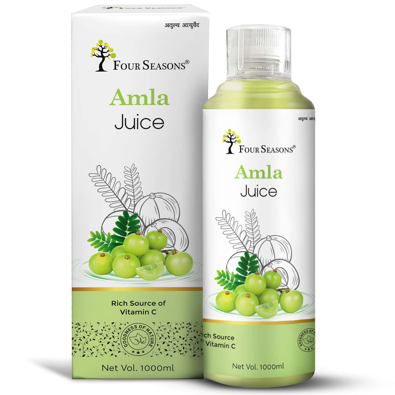 Four Seasons Cold-pressed Amla Juice 1l | Vitamin C | For Healthy Skin | Hair & Face | Natural Detox