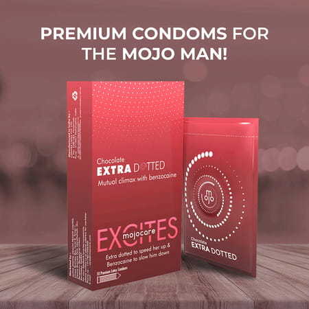 Mojocare Excites - Chocolate Extra Dotted Condoms
