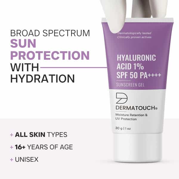 Dermatouch Hyaluronic Acid 1% Sunscreen | Spf 50 Pa++++ | For All Skin Types | No White Cast |30G