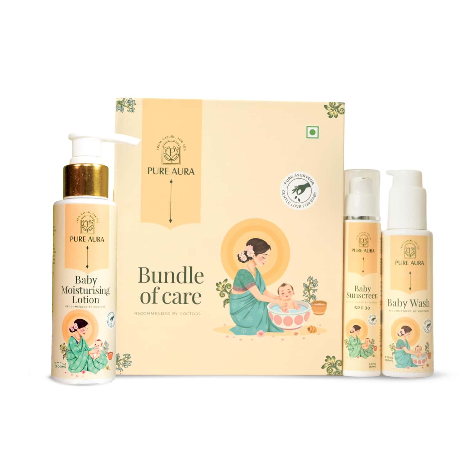 Pure Aura Winter Special Baby Care Kit | Moisturising Lotion + Baby Wash + Sunscreen