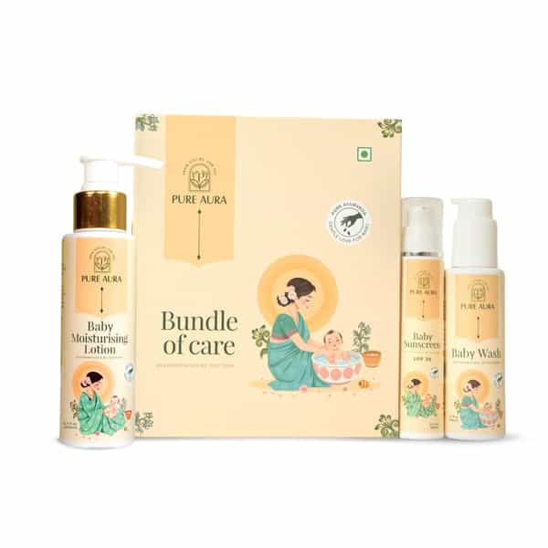 Pure Aura Winter Special Baby Care Kit | Moisturising Lotion + Baby Wash + Sunscreen