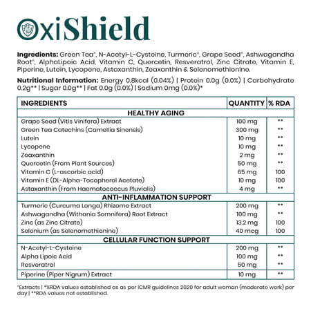 Purezen Oxishield | Powerful Antioxidant Supplement | Cellular Health & Healthy Aging - 60 Capsules