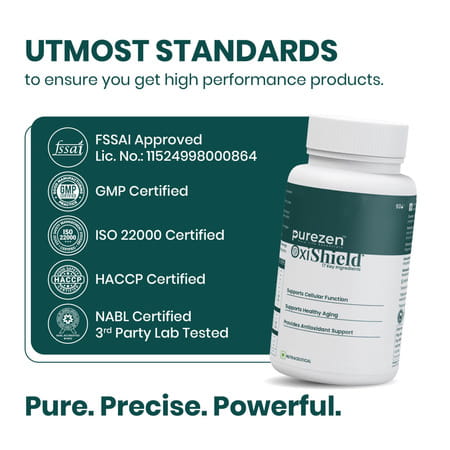 Purezen Oxishield | Powerful Antioxidant Supplement | Cellular Health & Healthy Aging - 60 Capsules