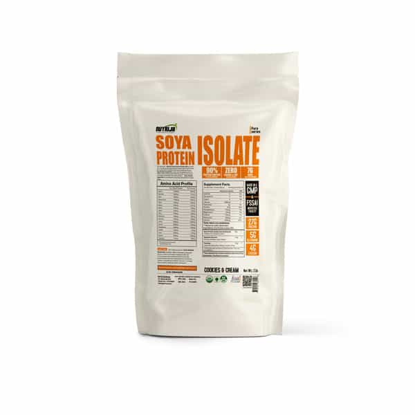 Nutrija Soya Protein Isolate 90% | Added Digestive Enzymes | Optimal Absorption|2Lbs|Cookies & Cream