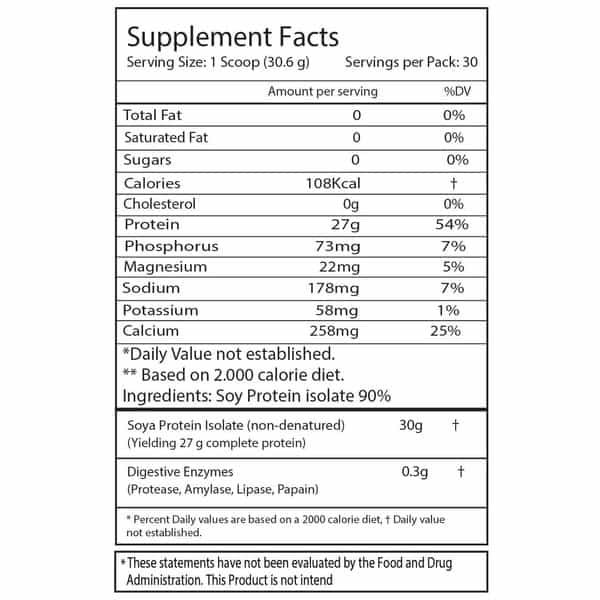 Nutrija Soya Protein Isolate 90% | Added Digestive Enzymes | Optimal Absorption|2Lbs|Cookies & Cream