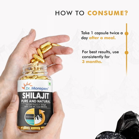 Dr. Morepen Shilajit Capsules For Strength Stamina & Vigor - 60 Capsules