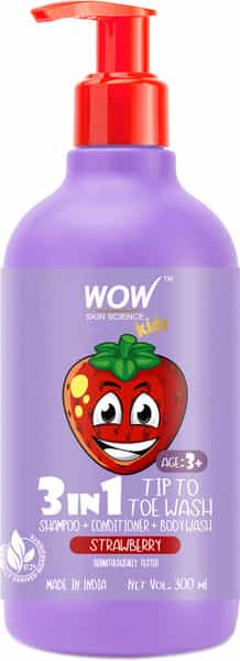 Wow Skin Science Kids 3 In 1 Tip To Toe Wash - 300 Ml Strawberry