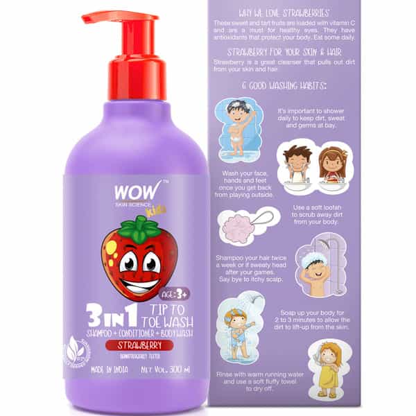 Wow Skin Science Kids 3 In 1 Tip To Toe Wash - 300 Ml Strawberry