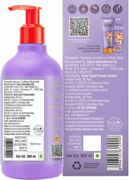 Wow Skin Science Kids 3 In 1 Tip To Toe Wash - 300 Ml Strawberry