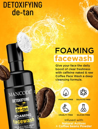 Mancode Detoxifying De-Tan Foam Face Wash 150Ml