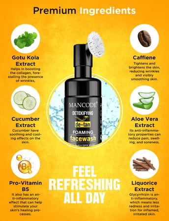Mancode Detoxifying De-tan Foam Face Wash 150ml