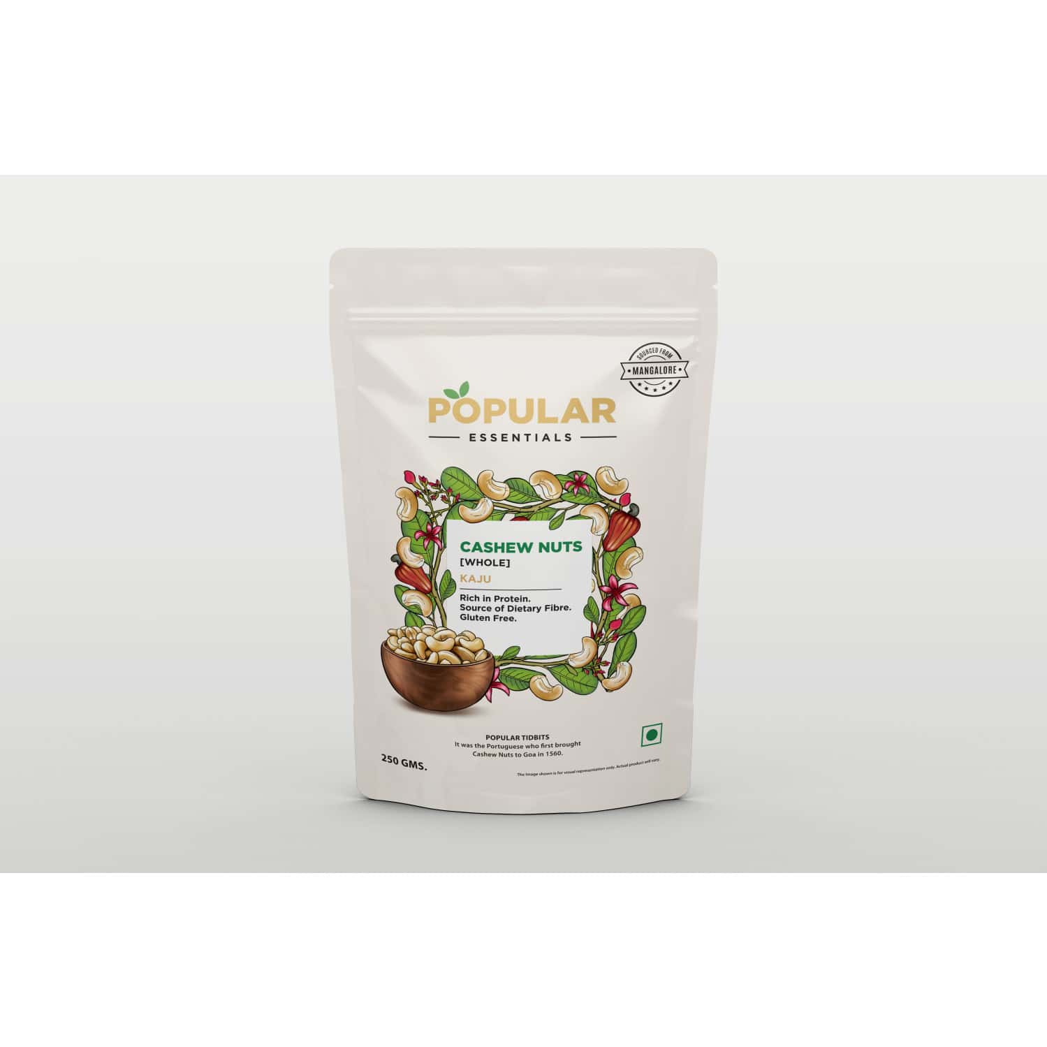 Popular Essentials Cashews Whole | 250 Gm