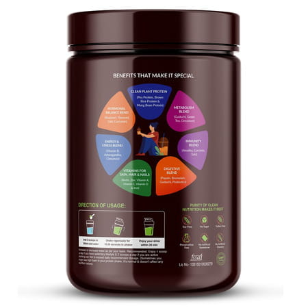 Vegan Greens Clean Women Plant Protein With Ayurvedic Herbs Vitamins Mineral 500G, Chocolate Delight