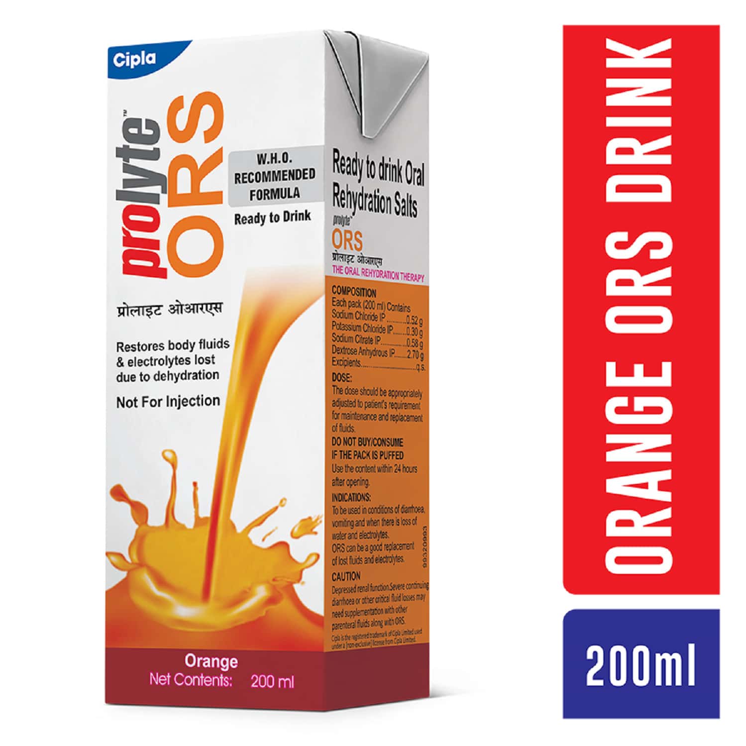 Prolyte Ors Ready To Drink Oral Rehydration Salts-Orange(200 Ml)
