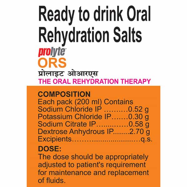 Prolyte Ors Ready To Drink Oral Rehydration Salts-Orange(200 Ml)
