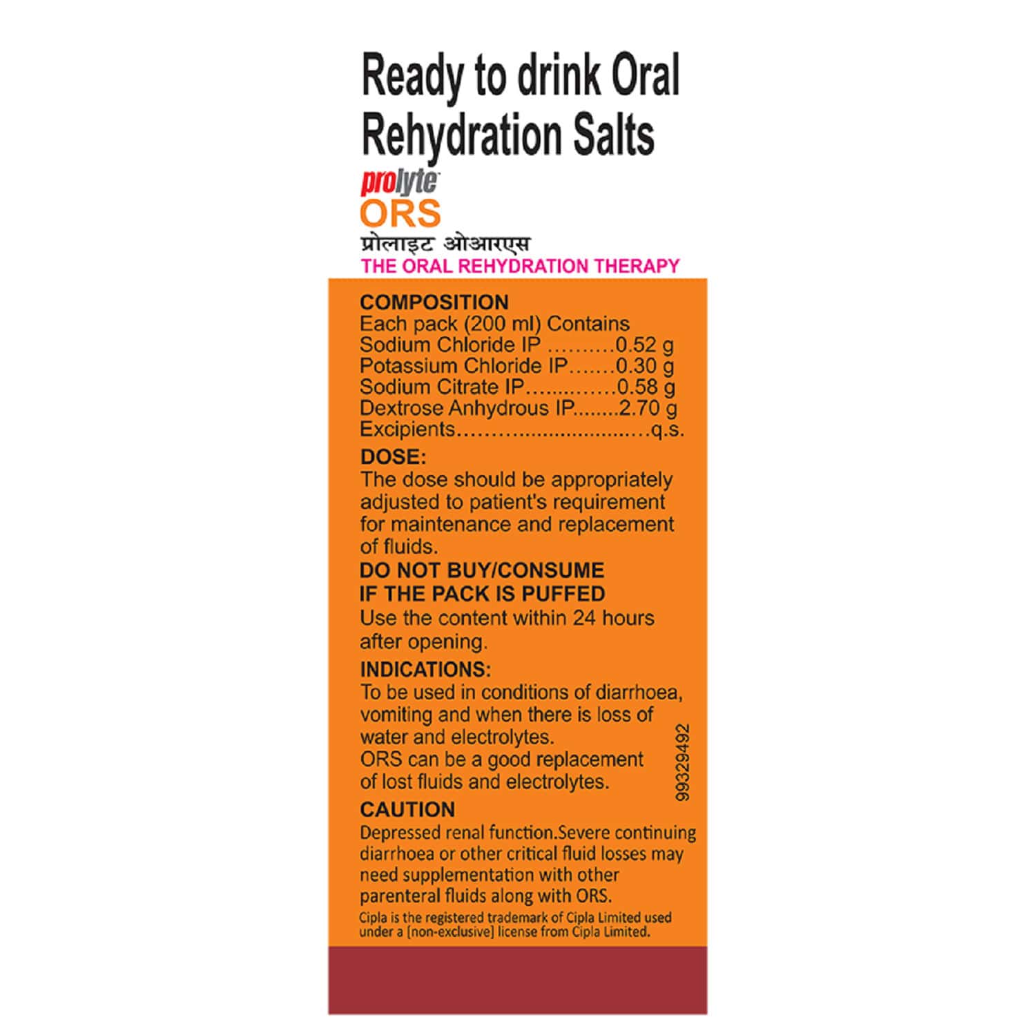 Buy PROLYTE ORS READY TO DRINK ORAL REHYDRATION SALTSORANGE(200 ML