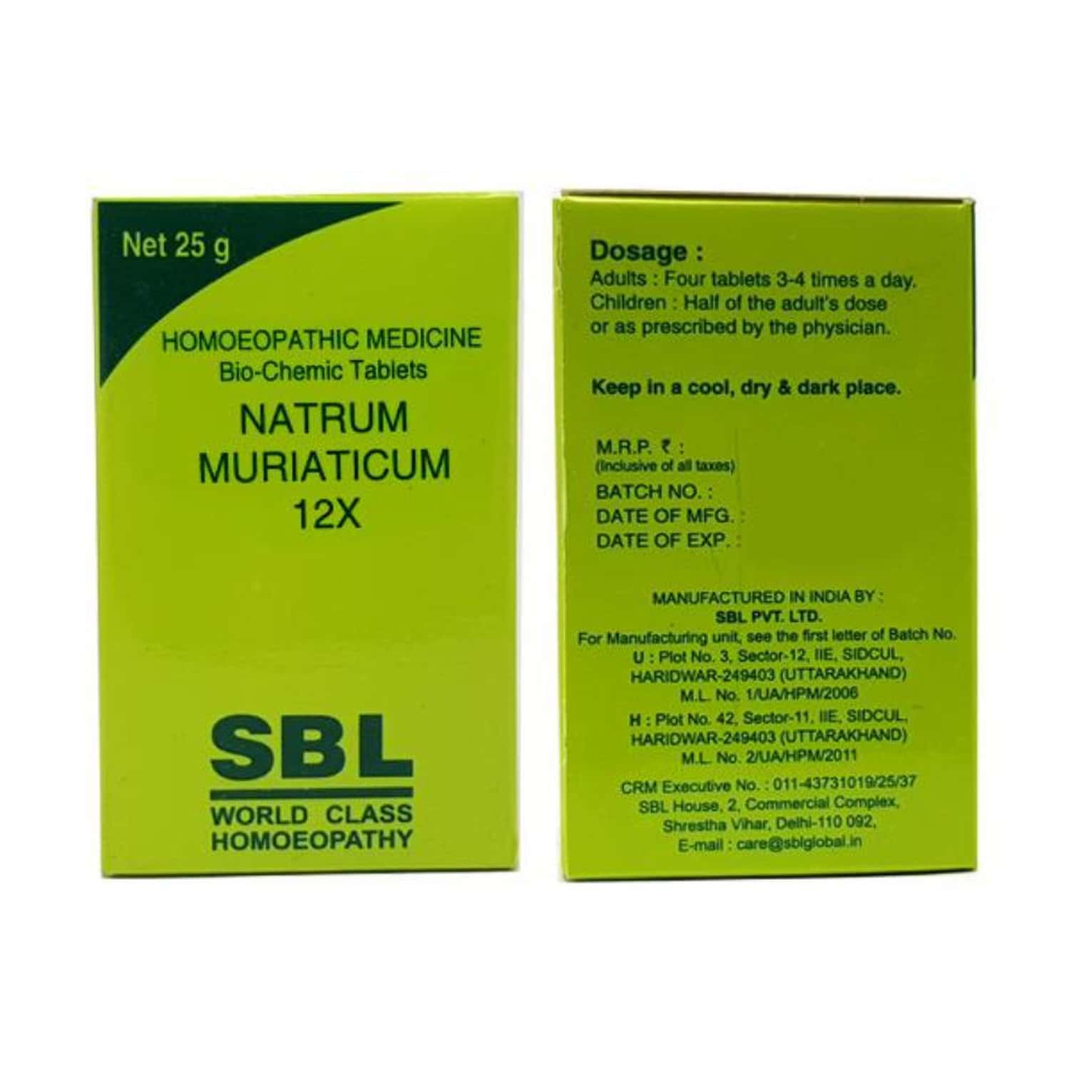 Sbl Natrum Muriaticum Biochemic Tablet 12x 25 Gm Pack Of 2
