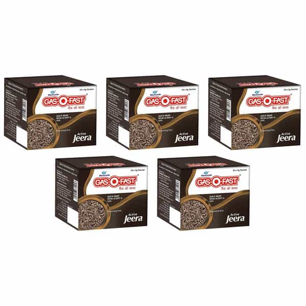 Gas-O-Fast For Relieving Acidity Active Jeera- 24X 5Gsachet X Pack Of 5