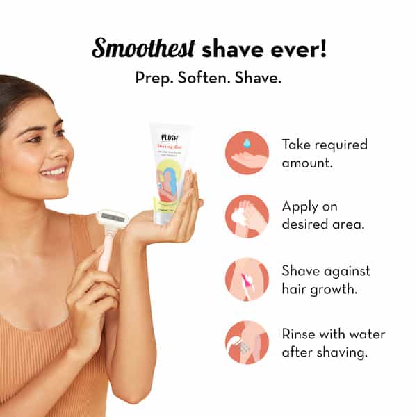 Plush All Natural Shaving Gel For Women With Aloe Vera & Vitamin E Extracts - 100 Gms