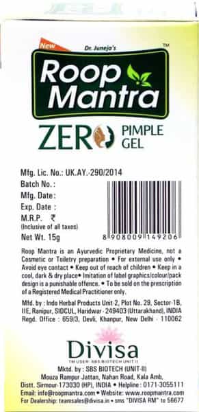Roop Mantra Zero Pimple Gel Tube Of 15 G