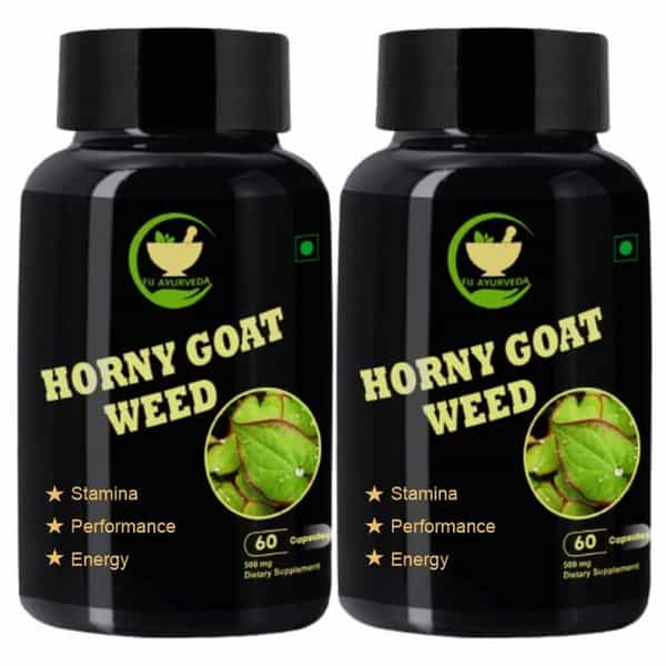 Fij Ayurveda Horny Goat Weed Epimedium Extract With Maca Root - 500Mg 60 Veg Capsules (Pack Of 2)