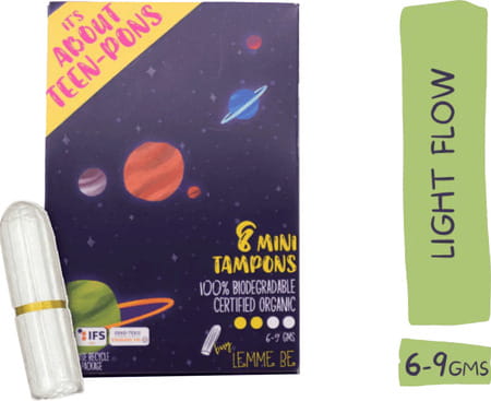 Lemme Be Light Flow Tampons (Box Of 8) 100% Cotton Certified Biodegradable