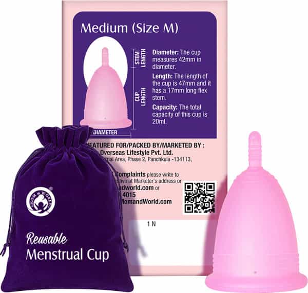 Mom & World Reusable Menstrual Cup (Medium) + Hygiene Intimate Spray 100 Ml + Hygiene Wash 120 Ml