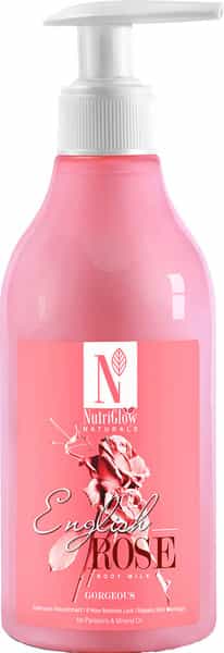 Nutriglow Natural's English Rose Body Milk|Nourishment|8 Hour Moisture Lock|Repair Skin Damage 300Ml
